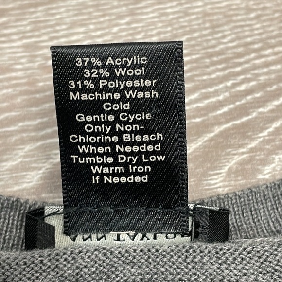 Ann Taylor Sweater Dress Wool Blend 3/4 Length Sleeve Gray Black Striped S - Picture 15 of 16